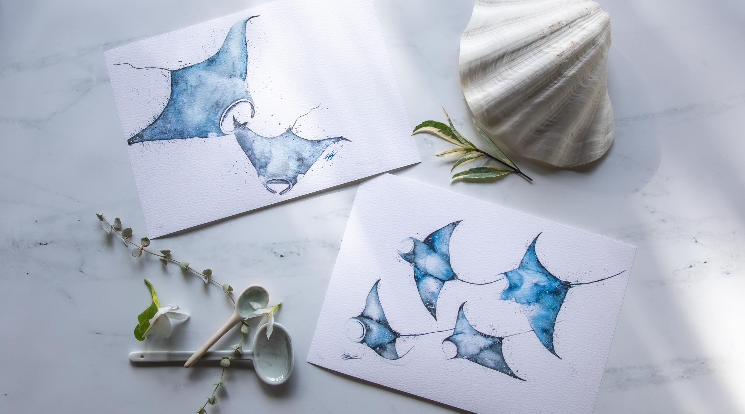 Watercolour animals artwork fine art prints